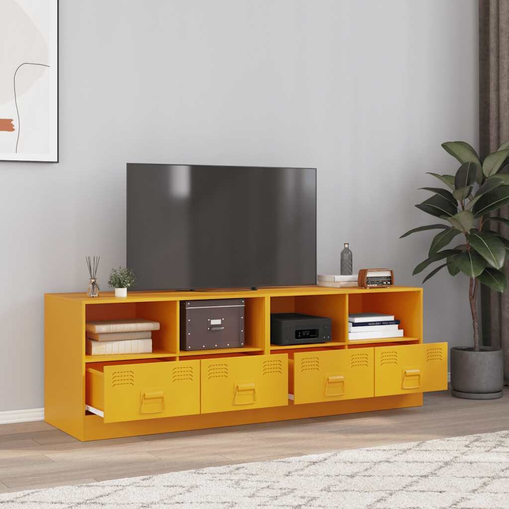vidaXL ТВ шкафове 2 бр горчица жълто 67x39x44 см стомана