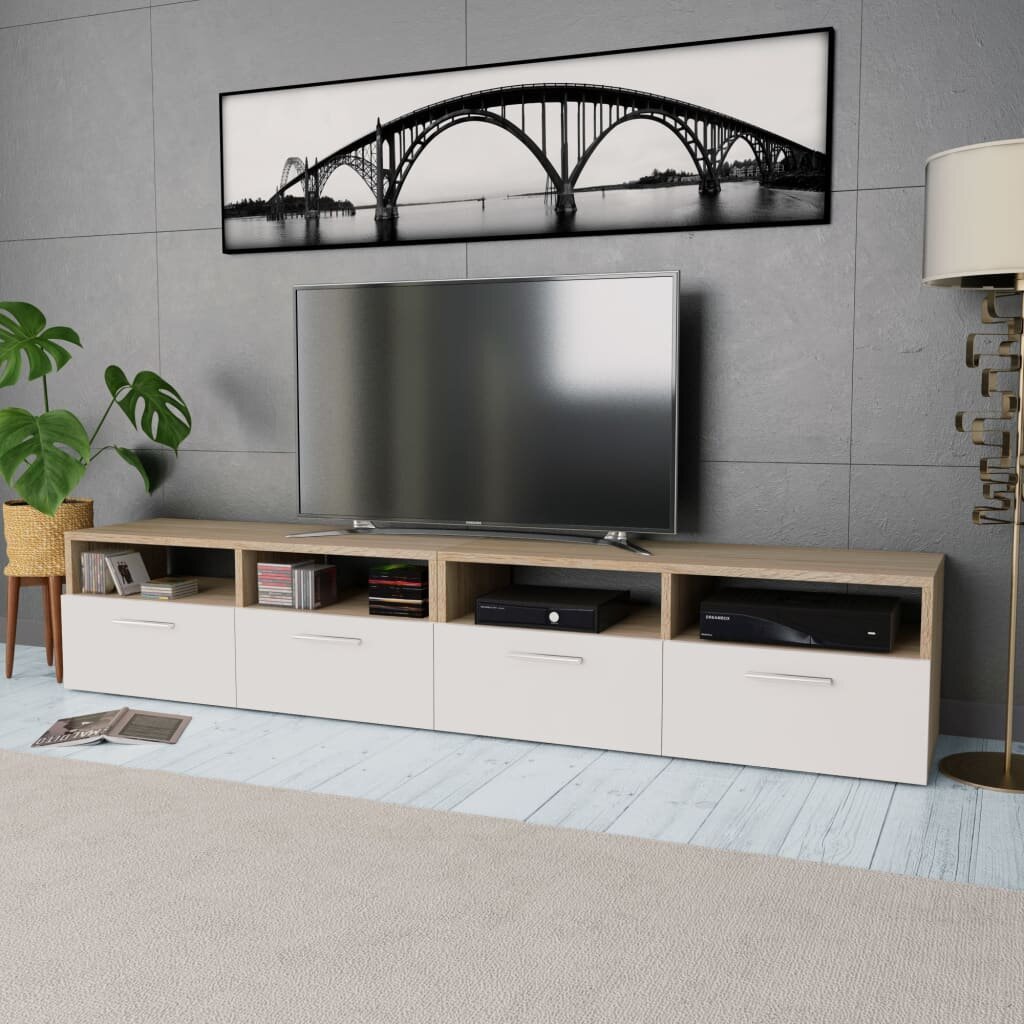 vidaXL ТВ шкафове 2 бр инженерно дърво 95x35x36 см дъб и бял