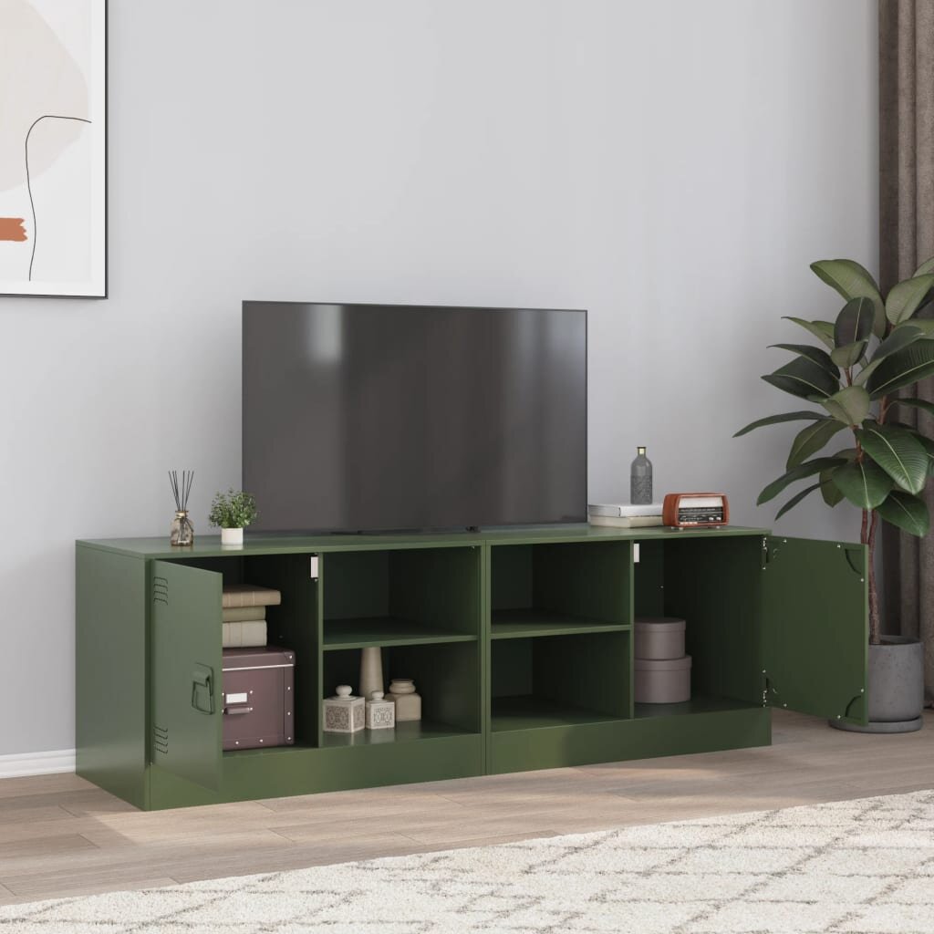 vidaXL ТВ шкафове 2 бр маслиненозелени 67x39x44 см стомана