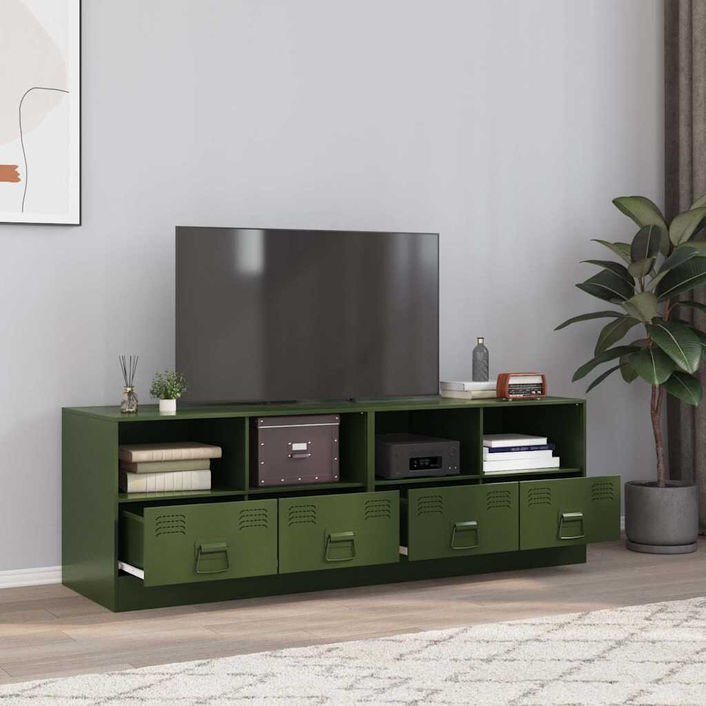 vidaXL ТВ шкафове 2 бр маслиненозелени 67x39x44 см стомана