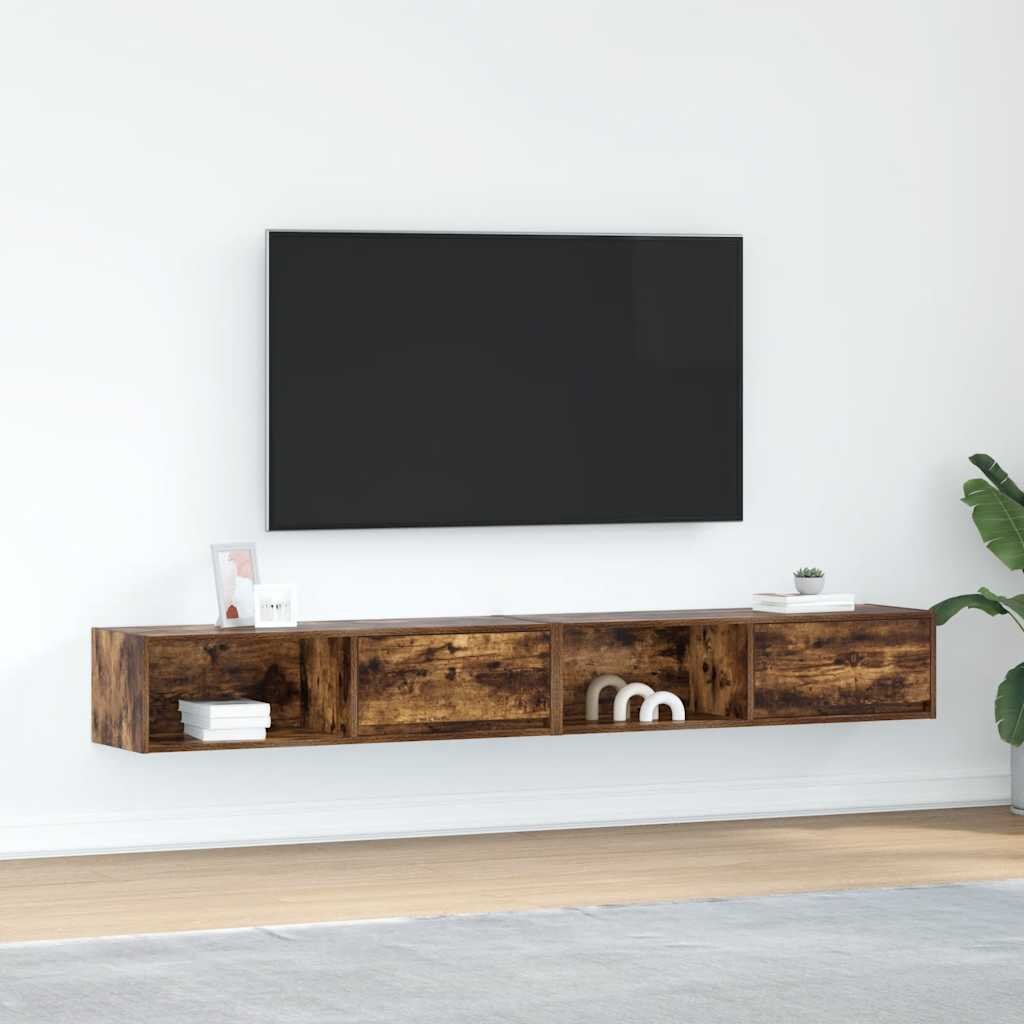 vidaXL ТВ шкафове 2 бр Опушен дъб 100x31x255 см инженерно дърво