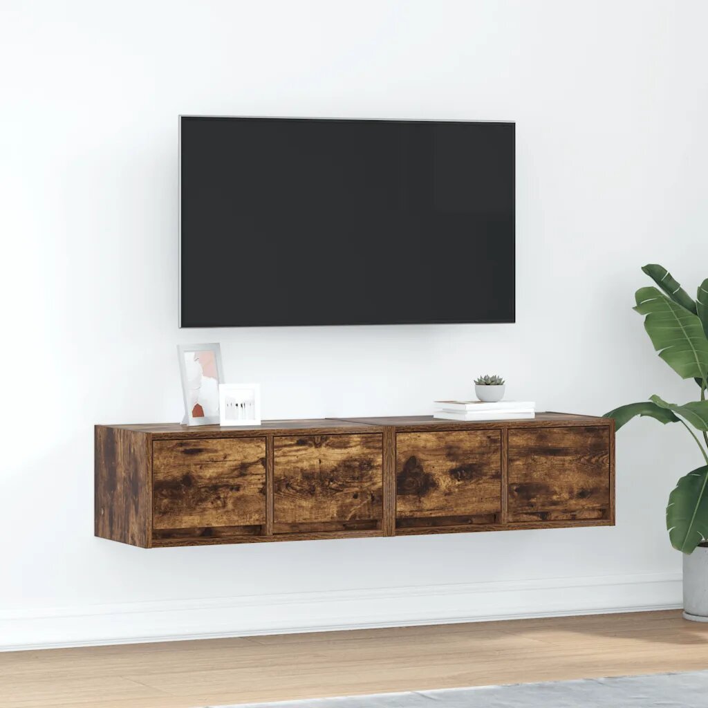 vidaXL ТВ шкафове 2 бр Опушен дъб 60x31x255 см инженерно дърво