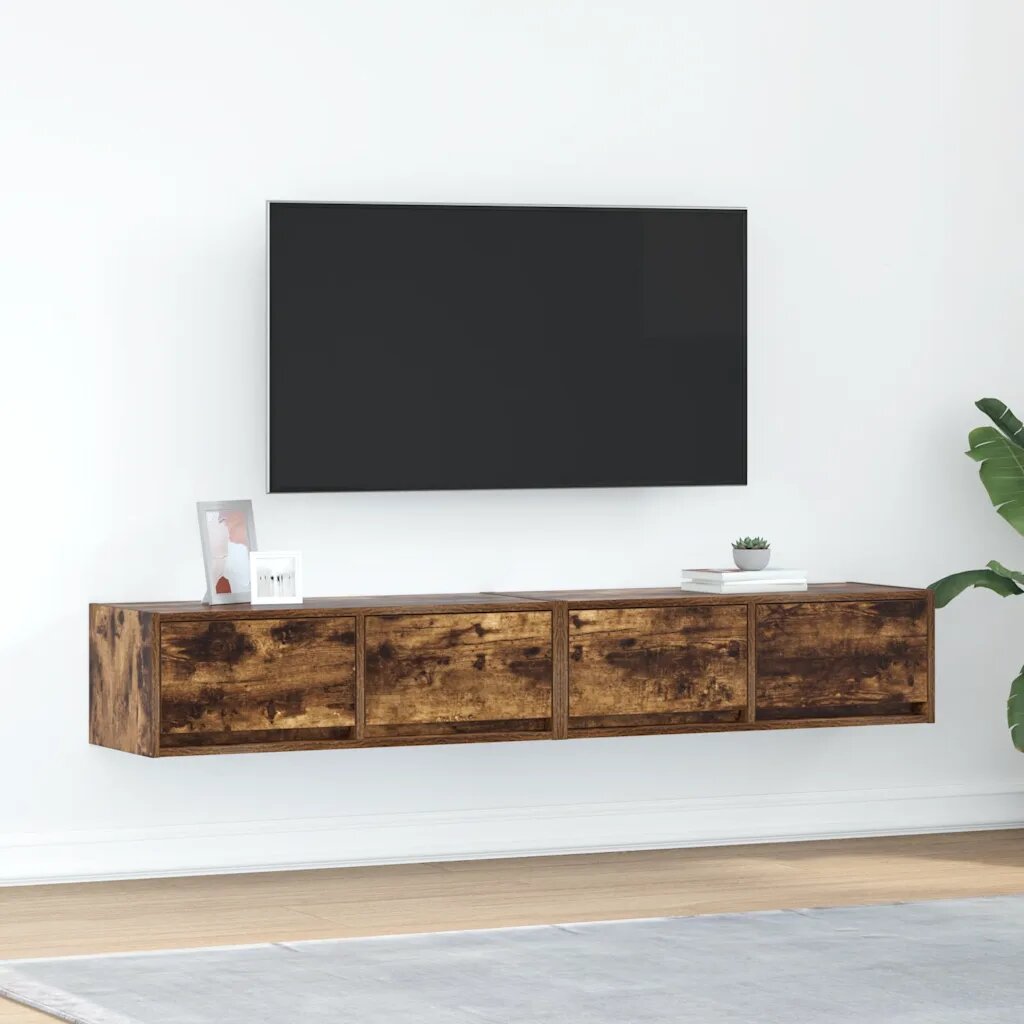 vidaXL ТВ шкафове 2 бр Опушен дъб 80x31x255 см инженерно дърво