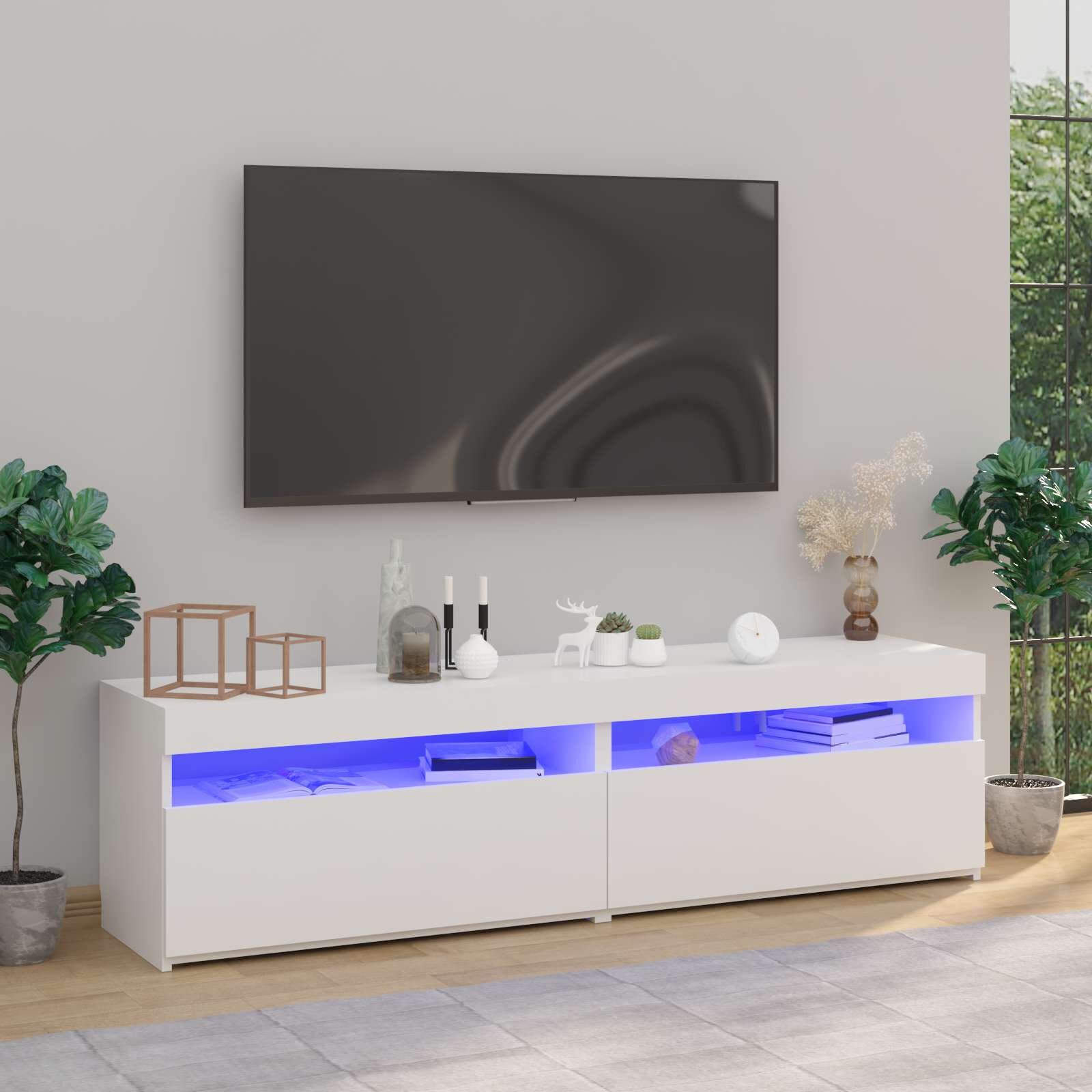 vidaXL ТВ шкафове 2 бр с LED осветление бели 75x35x40 см