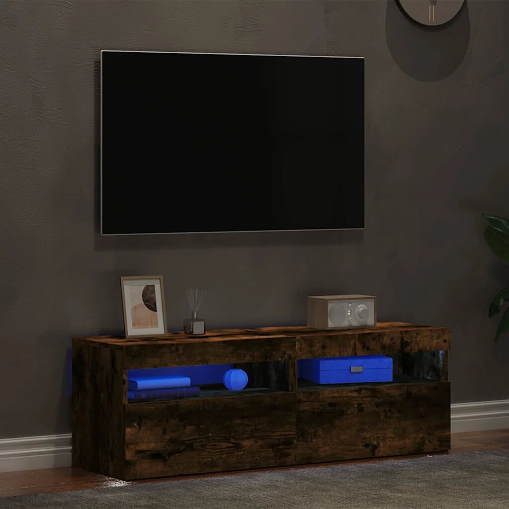 vidaXL ТВ шкафове 2 бр с LED осветление опушен дъб 60x35x40 см