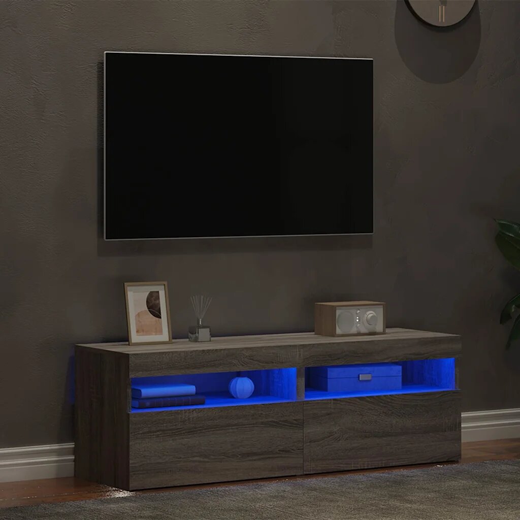 vidaXL ТВ шкафове 2 бр с LED осветление сив сонома 60x35x40 см