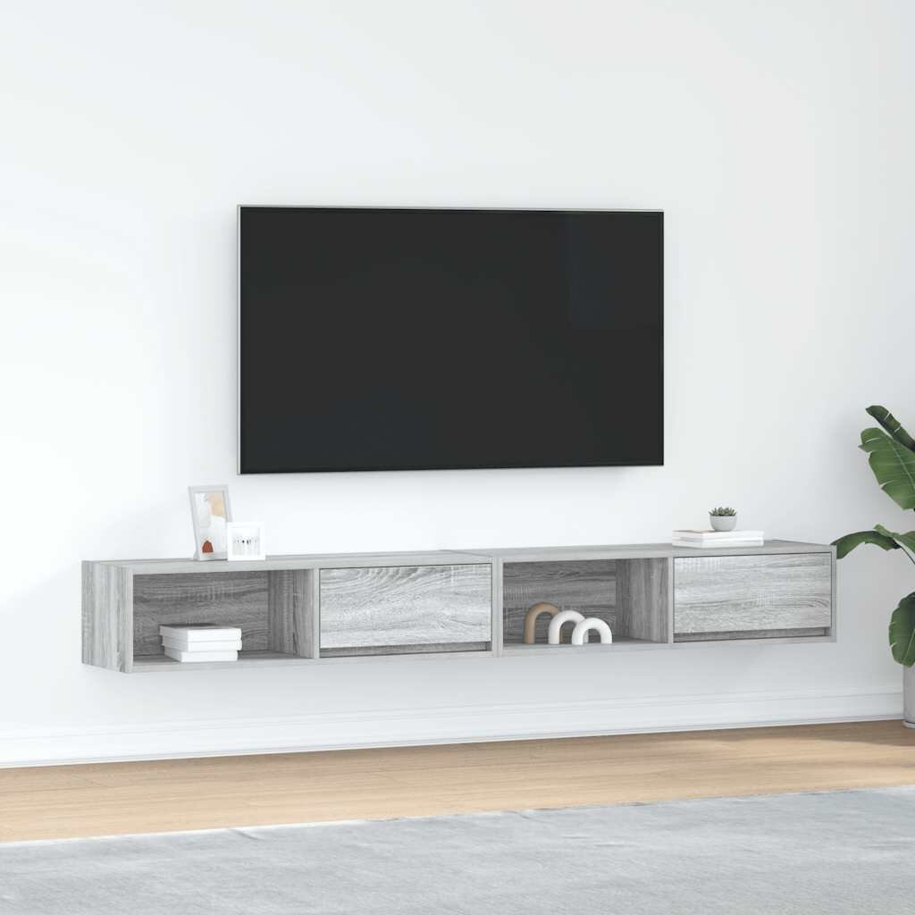 vidaXL ТВ шкафове 2 бр Сив сонома 100x31x255 см инженерно дърво