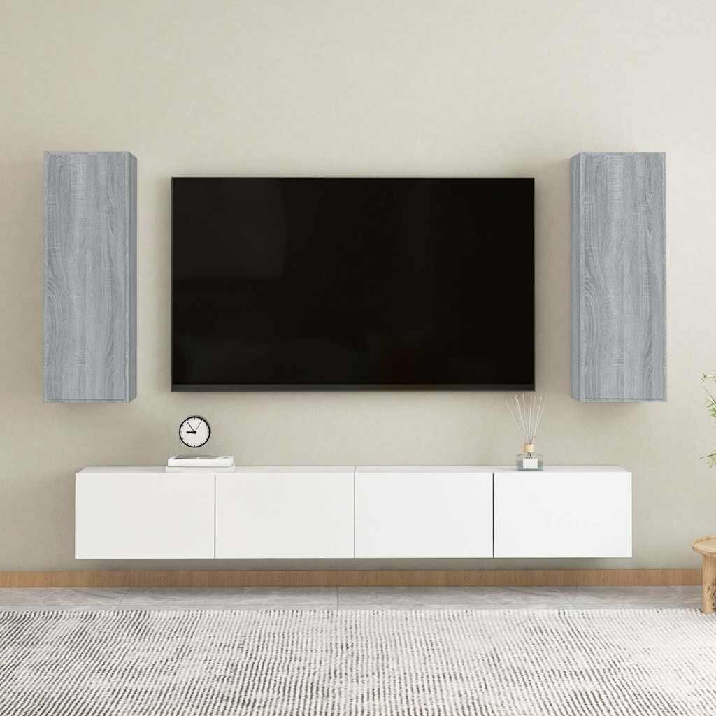 vidaXL ТВ шкафове 2 бр сив сонома 305x30x90 см инженерно дърво
