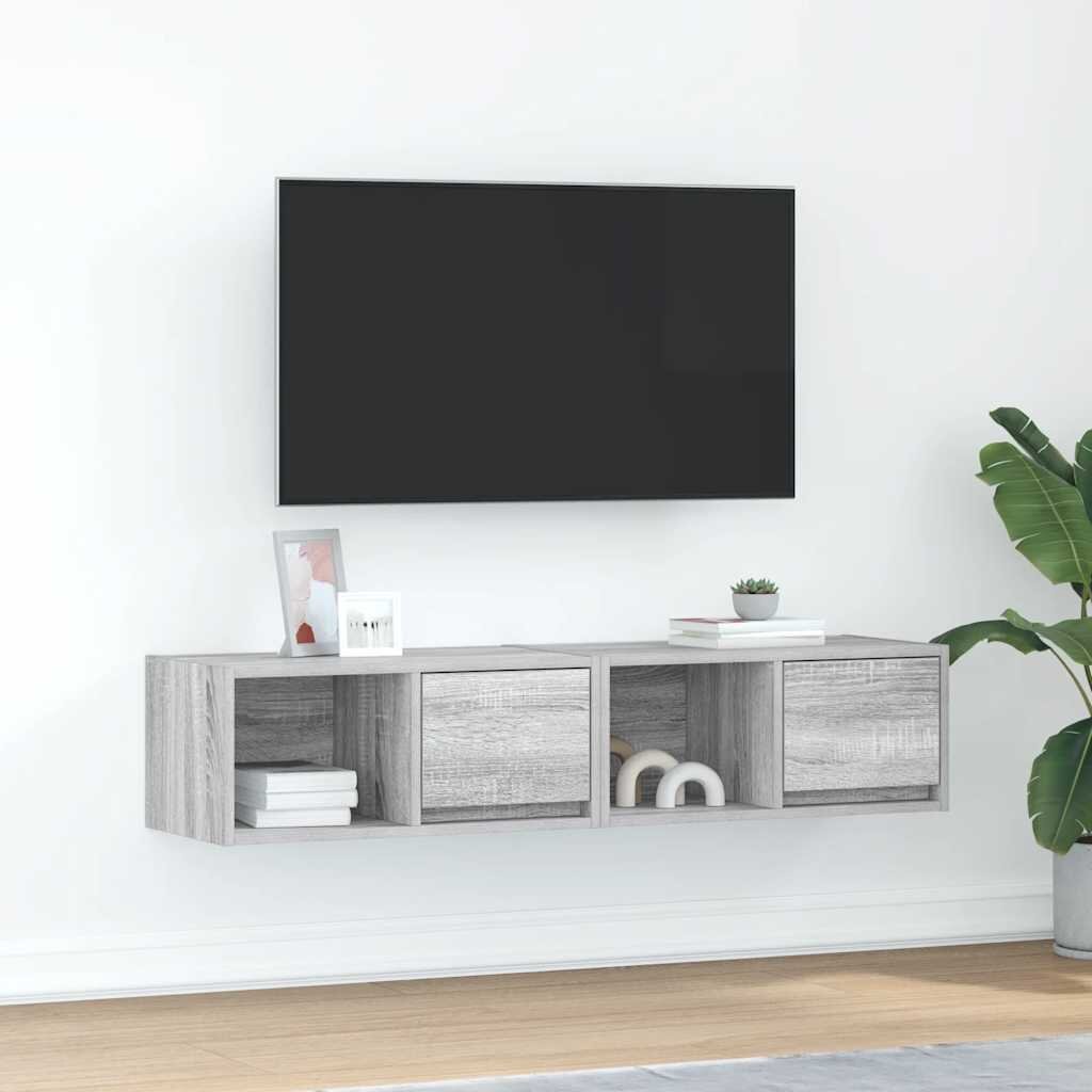 vidaXL ТВ шкафове 2 бр Сив сонома 60x31x255 см инженерно дърво