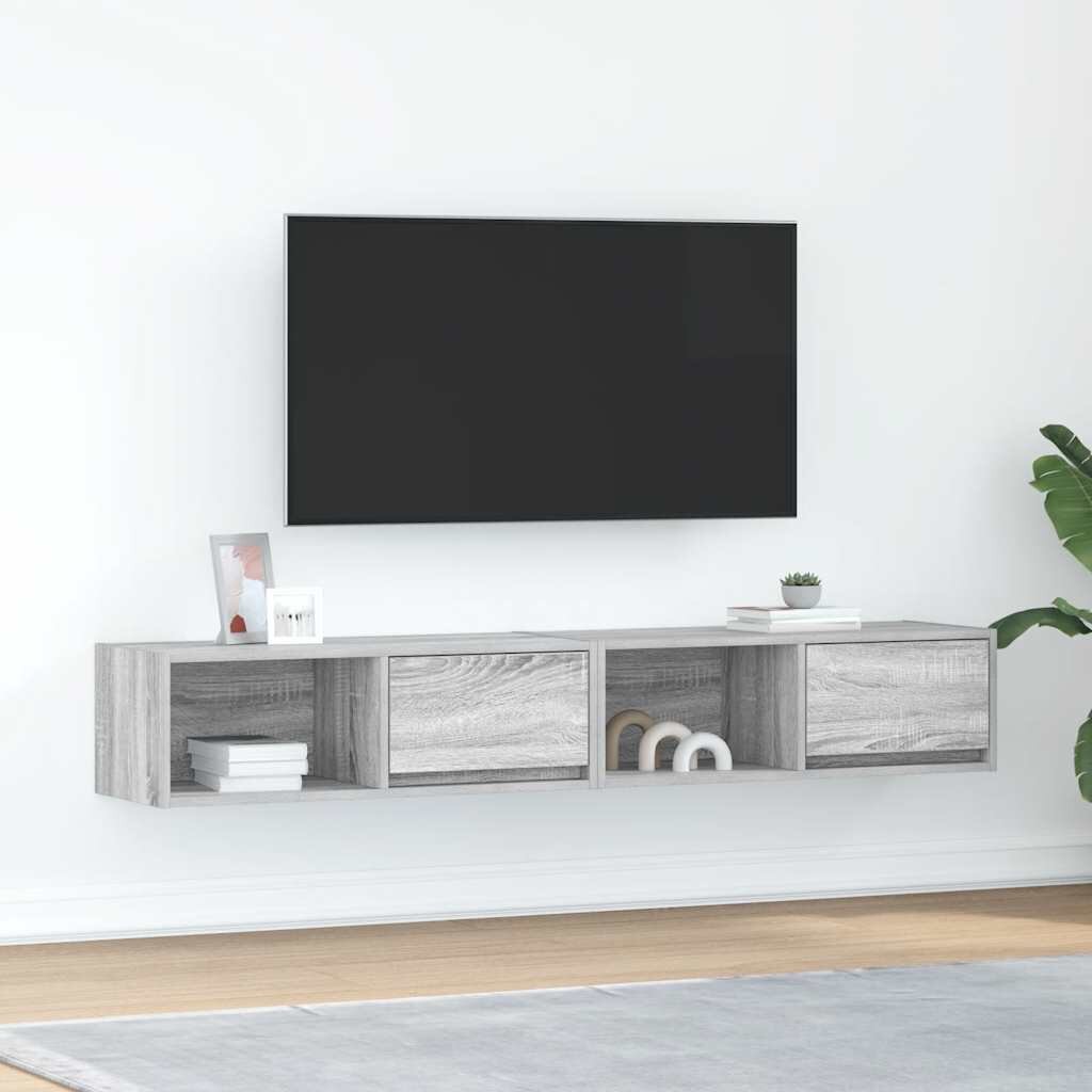 vidaXL ТВ шкафове 2 бр Сив сонома 80x31x255 см инженерно дърво