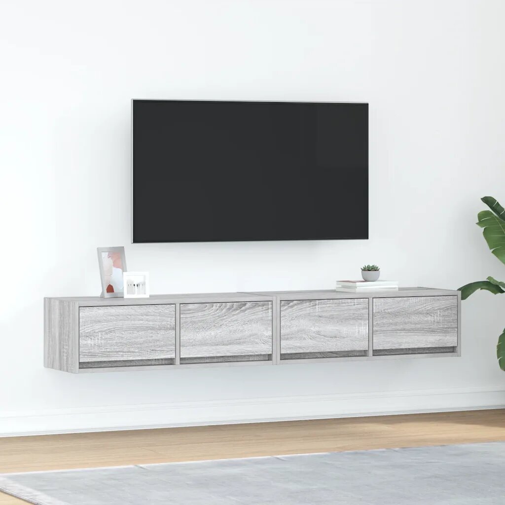 vidaXL ТВ шкафове 2 бр Сив сонома 80x31x255 см инженерно дърво