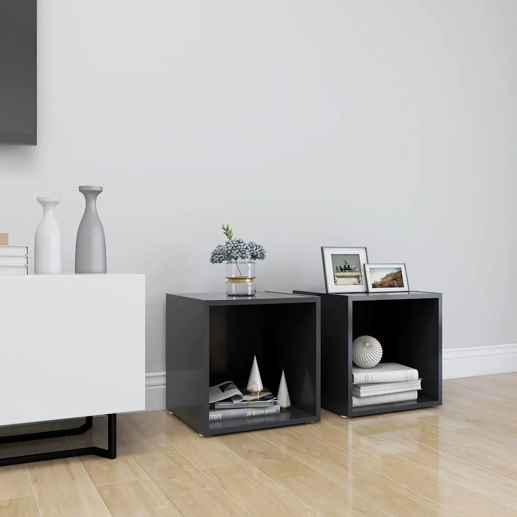 vidaXL ТВ шкафове 2 бр сиви 37x35x37 см инженерно дърво