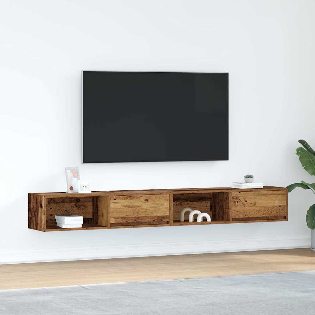 vidaXL ТВ шкафове 2 бр Старо дърво 100x31x255 см инженерно дърво