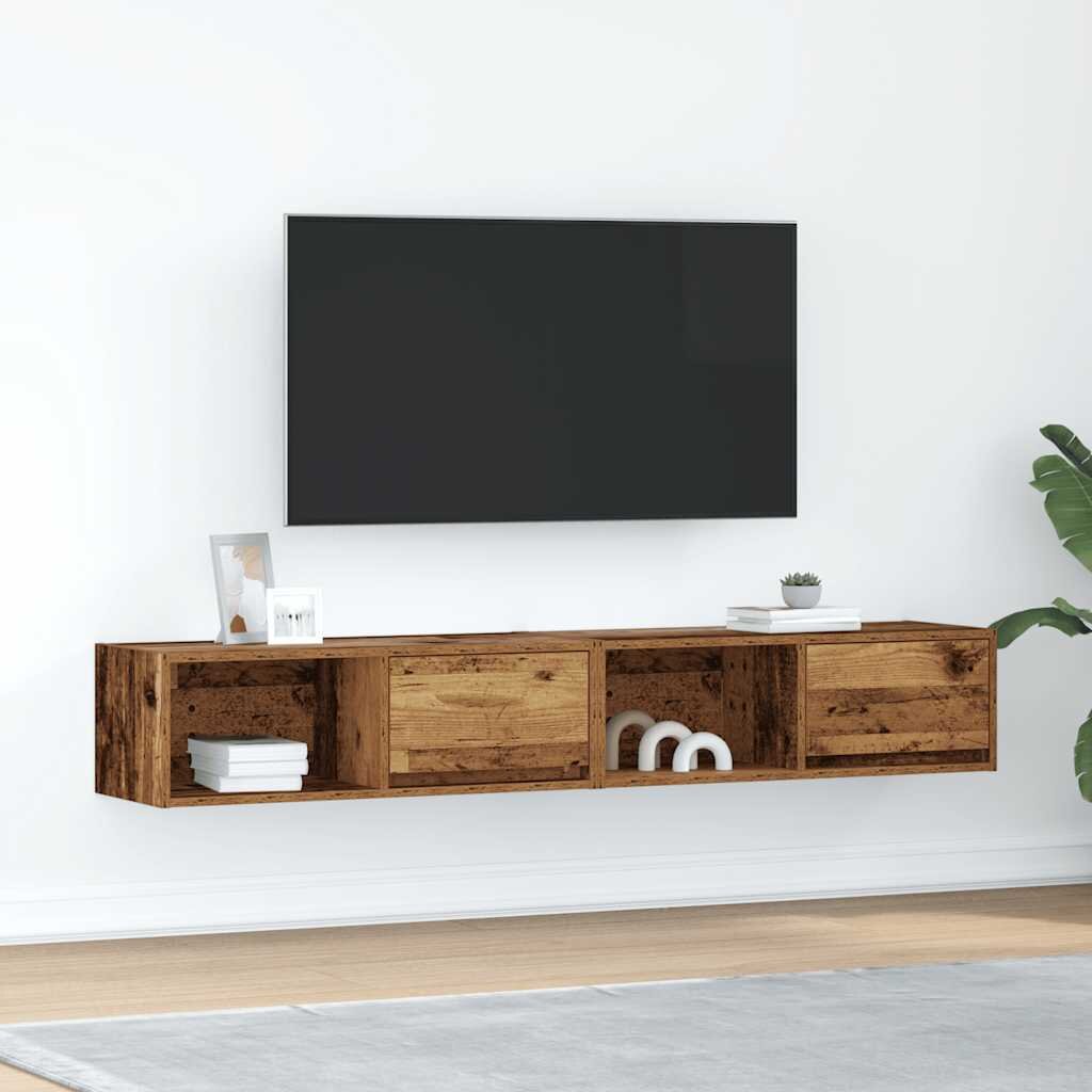 vidaXL ТВ шкафове 2 бр Старо дърво 80x31x255 см инженерно дърво