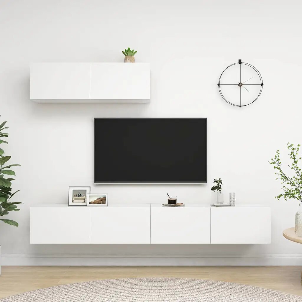 vidaXL ТВ шкафове 3 бр бели инженерно дърво