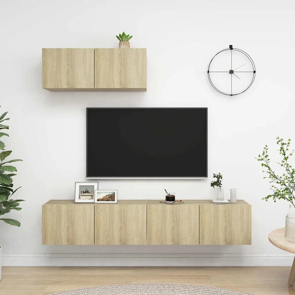 vidaXL ТВ шкафове 3 бр дъб сонома инженерно дърво