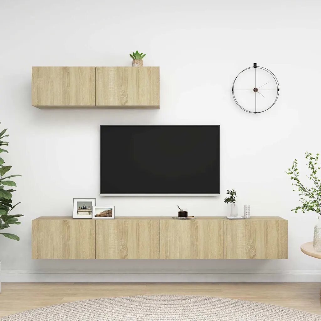vidaXL ТВ шкафове 3 бр дъб сонома инженерно дърво