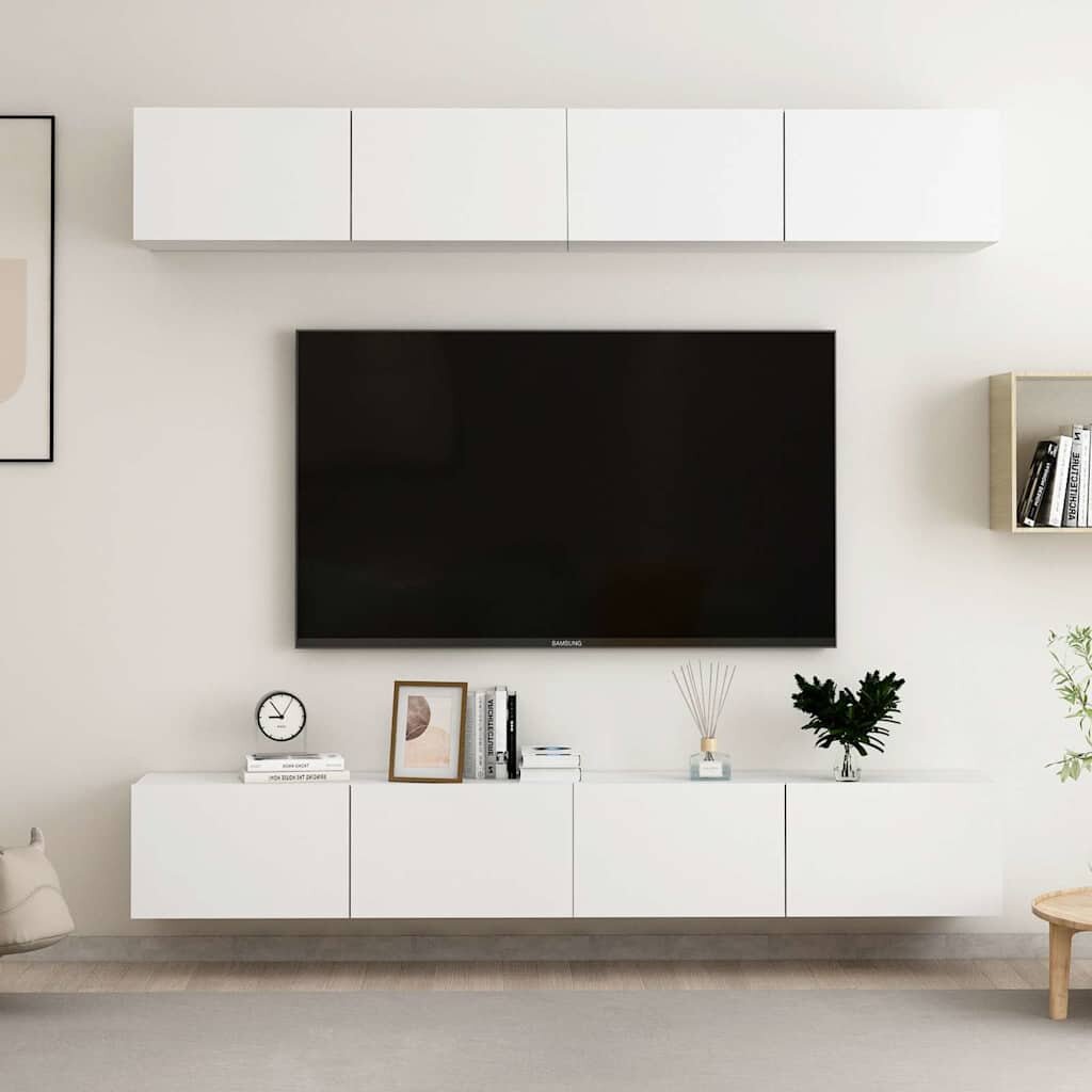 vidaXL ТВ шкафове 4 бр бели 100x30x30 см инженерно дърво
