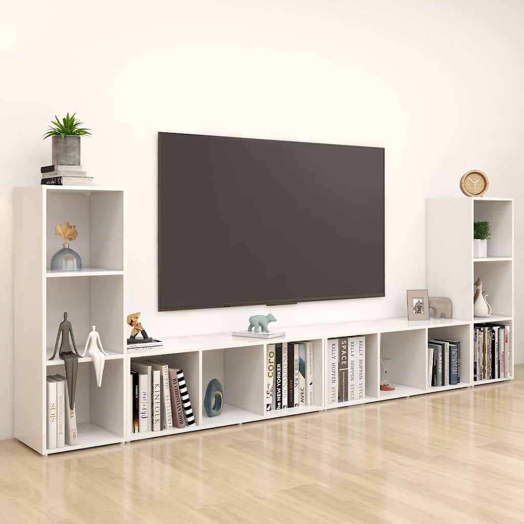 vidaXL ТВ шкафове 4 бр бели 107x35x37 см инженерно дърво