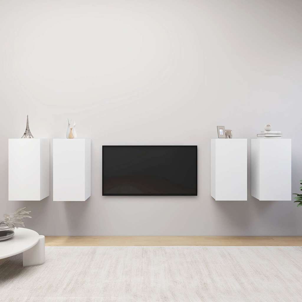 vidaXL ТВ шкафове 4 бр бели 305x30x60 см инженерно дърво