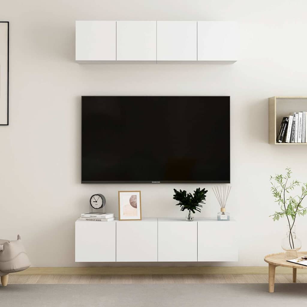 vidaXL ТВ шкафове 4 бр бели 60x30x30 см инженерно дърво