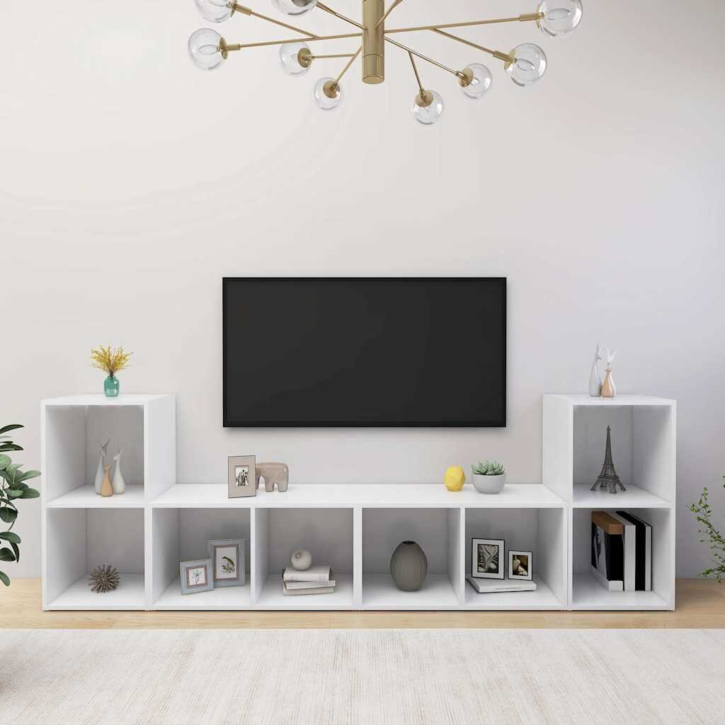 vidaXL ТВ шкафове 4 бр бeли 72x35x365 см инженерно дърво