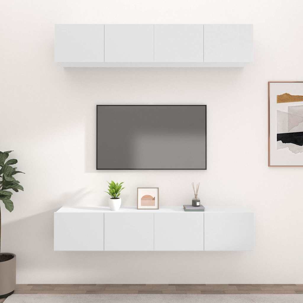 vidaXL ТВ шкафове 4 бр бели 80x30x30 см инженерно дърво