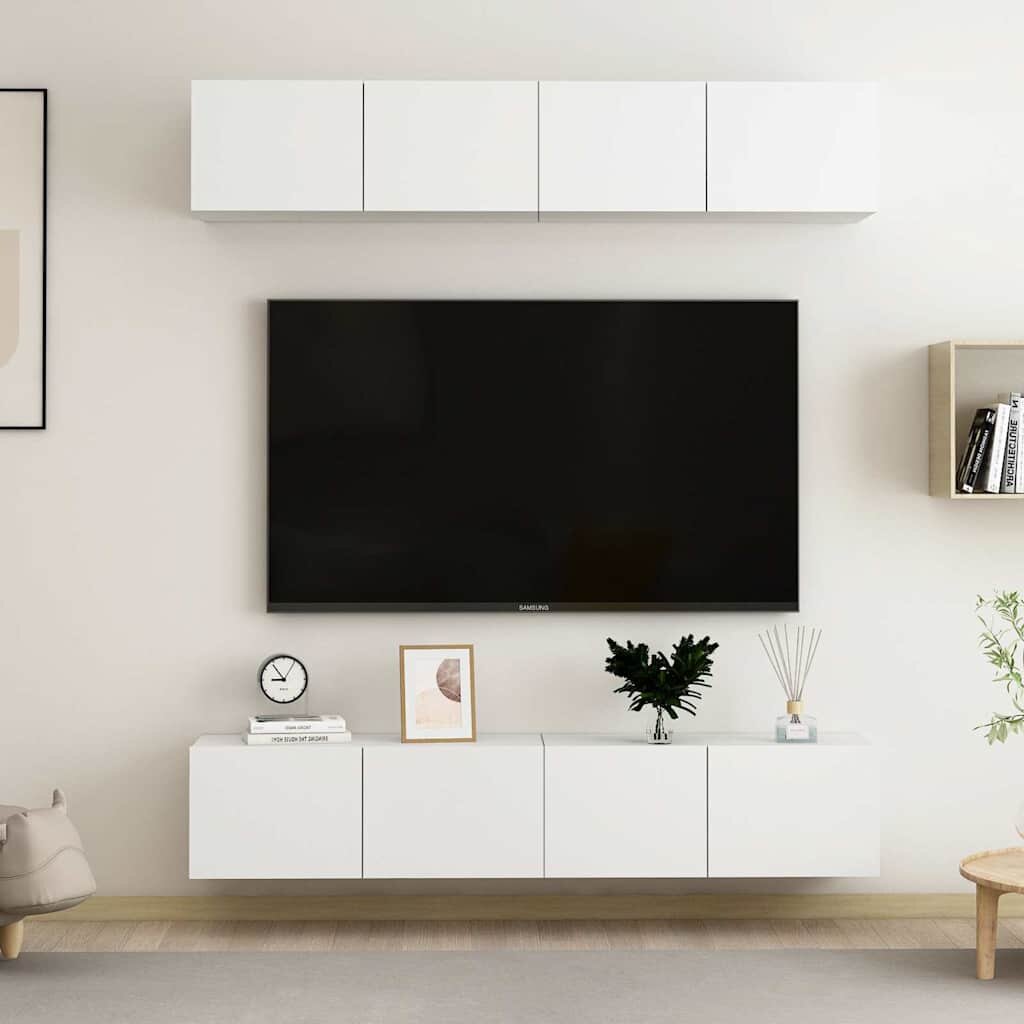 vidaXL ТВ шкафове 4 бр бели 80x30x30 см инженерно дърво
