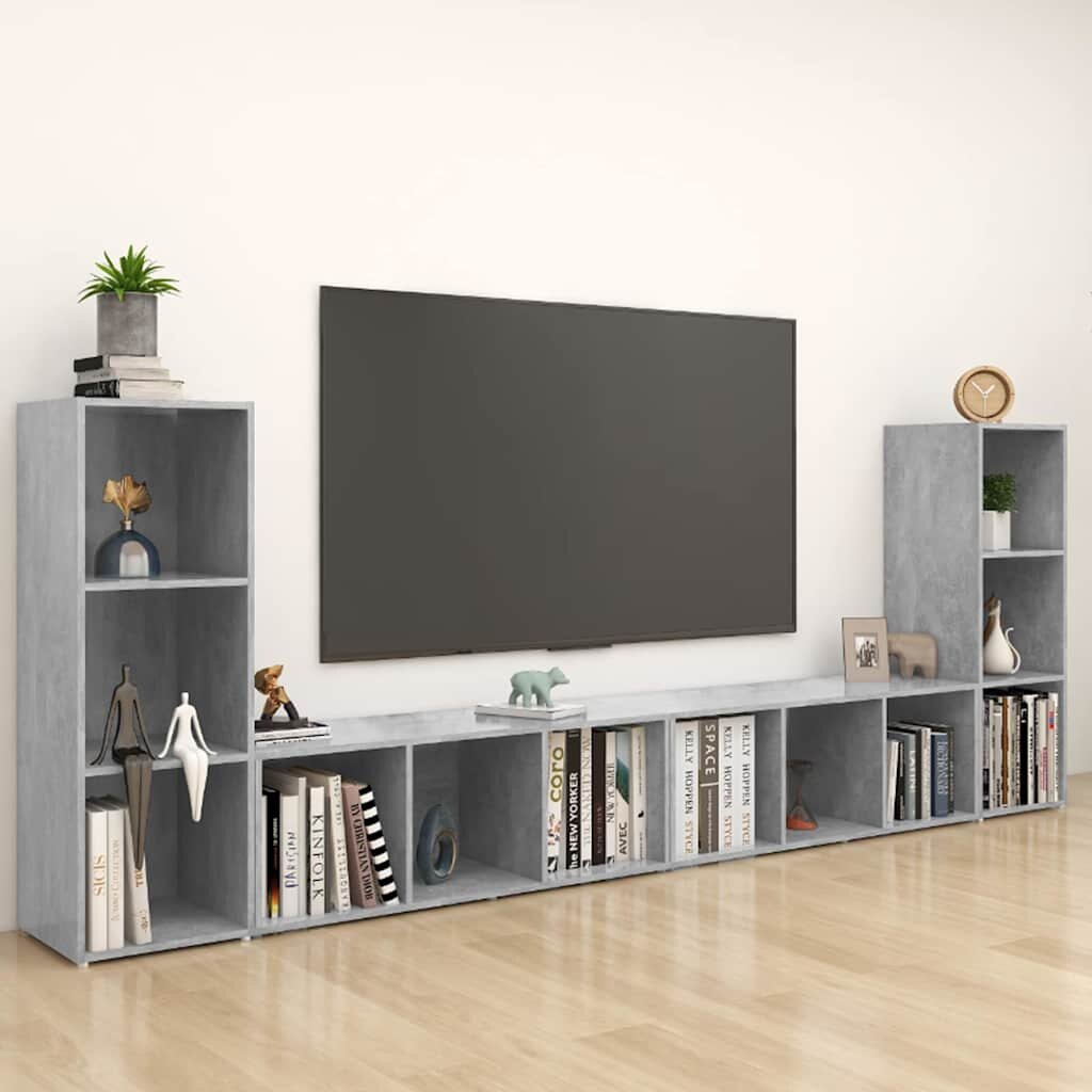 vidaXL ТВ шкафове 4 бр бетонно сиви 107x35x37 см инженерно дърво