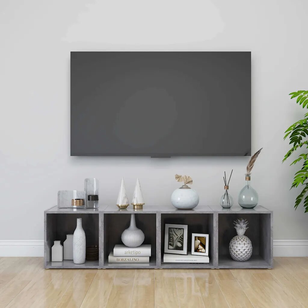 vidaXL ТВ шкафове 4 бр бетонно сиви 37x35x37 см инженерно дърво