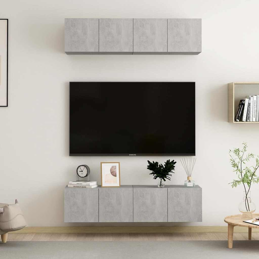vidaXL ТВ шкафове 4 бр бетонно сиви 60x30x30 см инженерно дърво