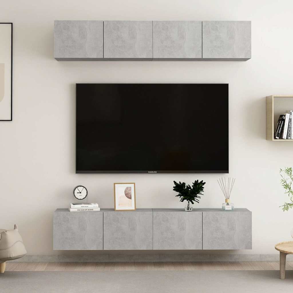vidaXL ТВ шкафове 4 бр бетонно сиви 80x30x30 см инженерно дърво