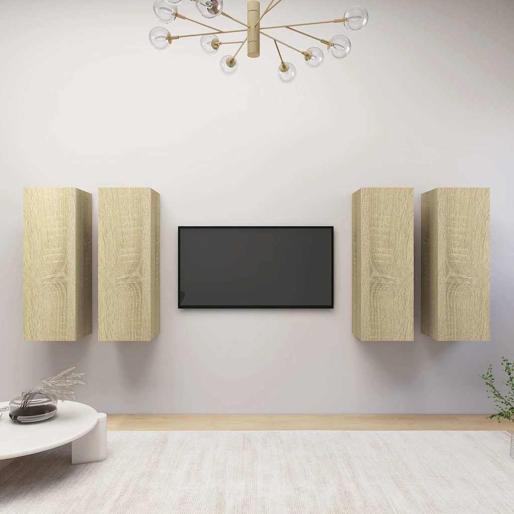 vidaXL ТВ шкафове 4 бр дъб сонома 305x30x90 см инженерно дърво