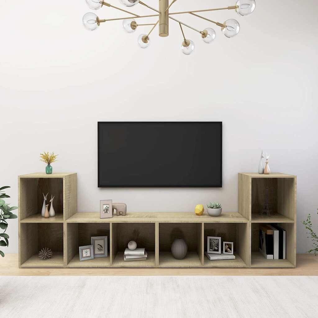 vidaXL ТВ шкафове 4 бр дъб сонома 72x35x365 см инженерно дърво