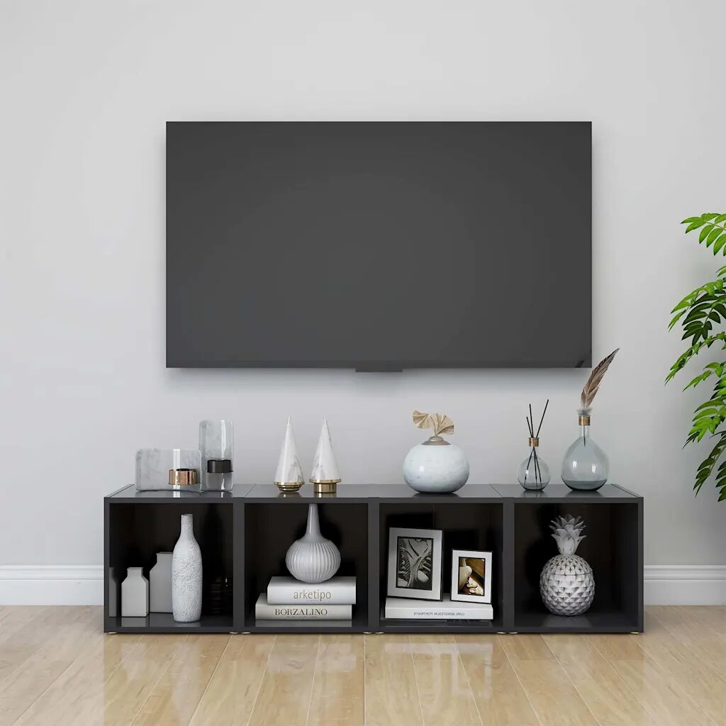 vidaXL ТВ шкафове 4 бр сиви 37x35x37 см инженерно дърво