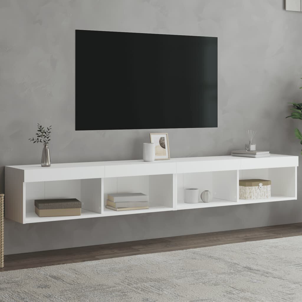 vidaXL ТВ шкафове с LED осветление 2 бр бели 100x30x30 см