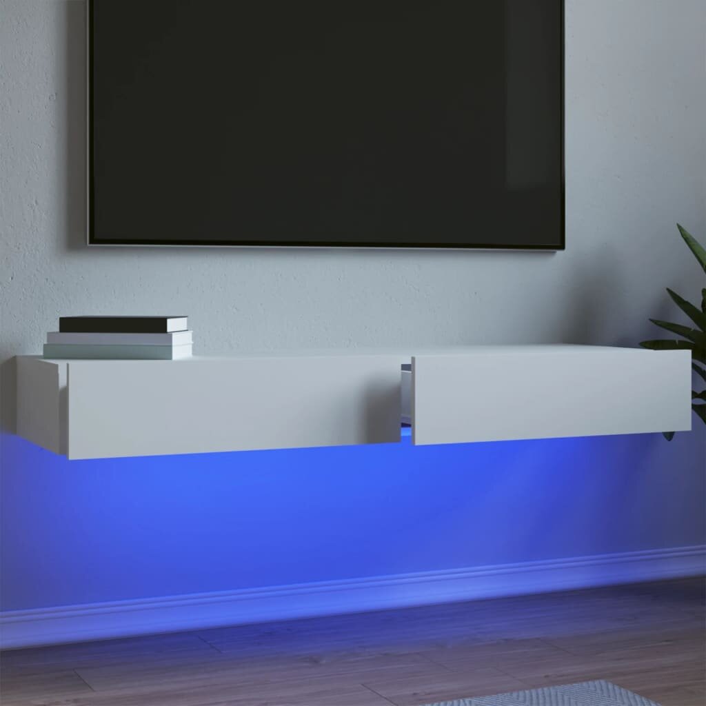 vidaXL ТВ шкафове с LED осветление 2 бр бели 60x35x155 см