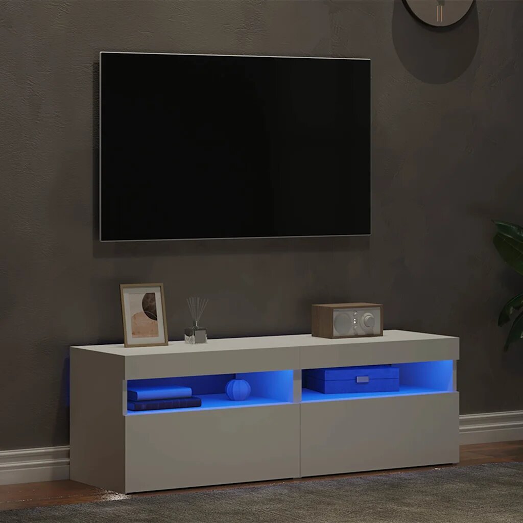 vidaXL ТВ шкафове с LED осветление 2 бр бели 60x35x40 см