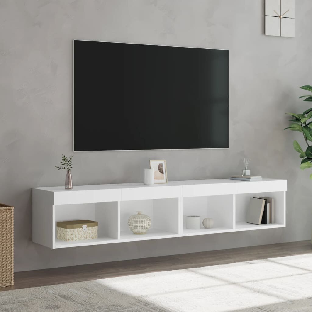 vidaXL ТВ шкафове с LED осветление 2 бр бели 80x30x30 см