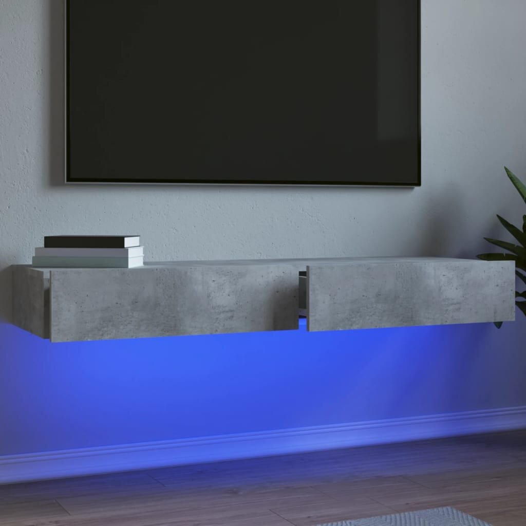 vidaXL ТВ шкафове с LED осветление 2 бр бетонно сив 60x35x155 см