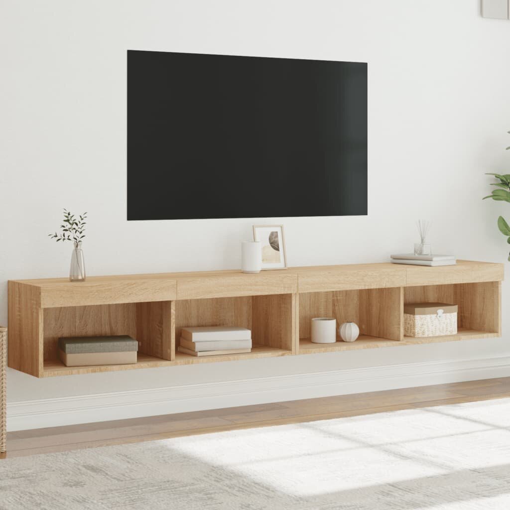 vidaXL ТВ шкафове с LED осветление 2 бр дъб сонома 100x30x30 см