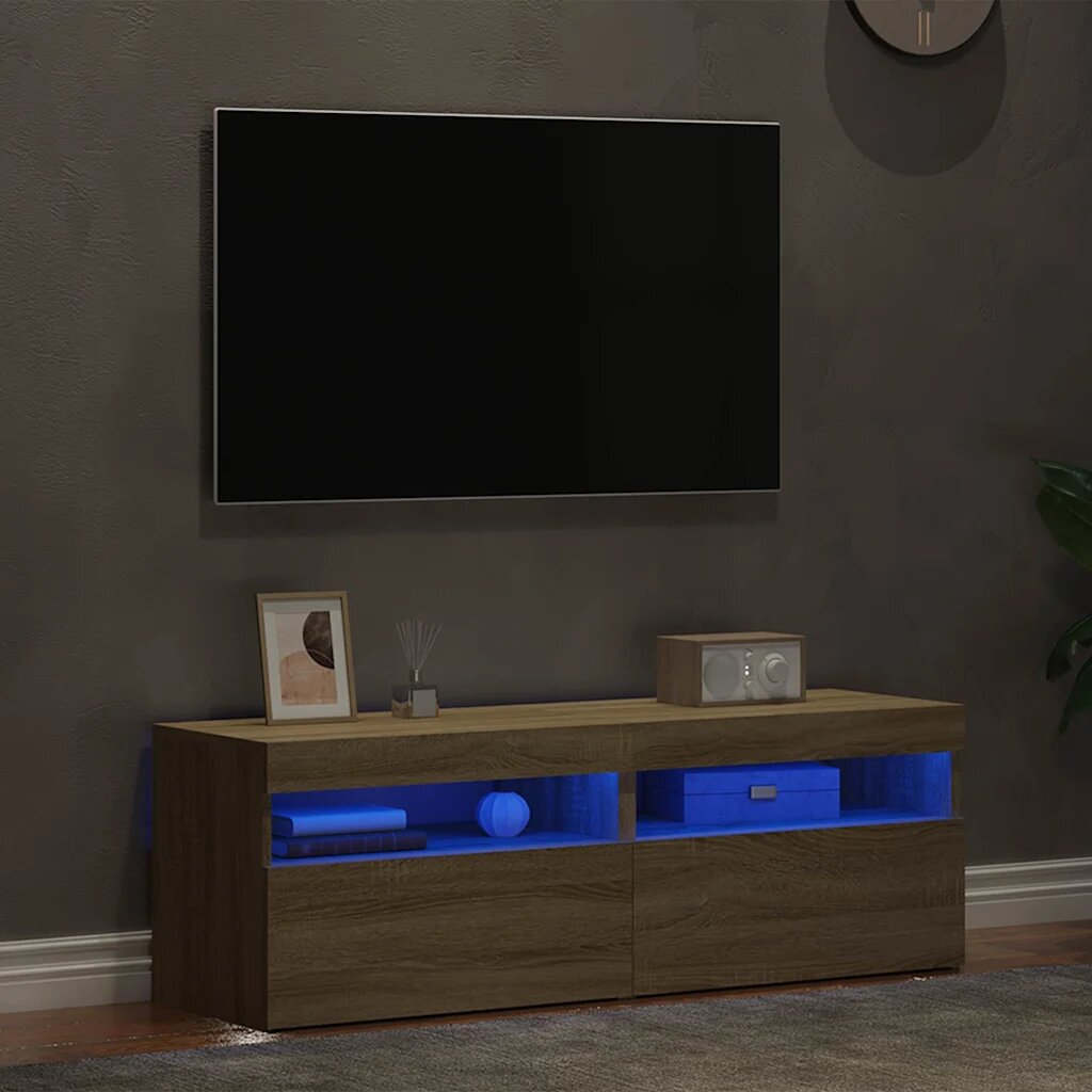 vidaXL ТВ шкафове с LED осветление 2 бр дъб сонома 60x35x40 см