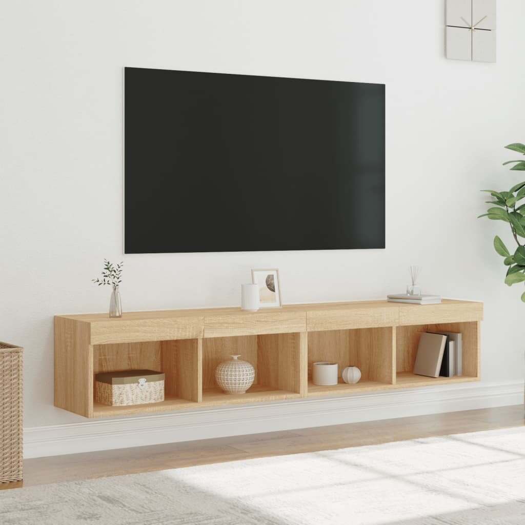 vidaXL ТВ шкафове с LED осветление 2 бр дъб сонома 80x30x30 см