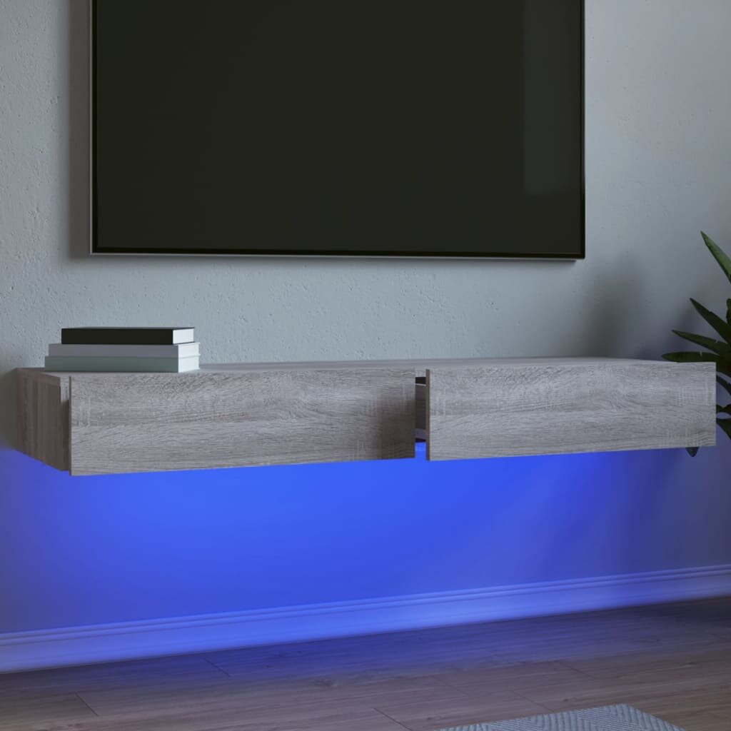 vidaXL ТВ шкафове с LED осветление 2 бр сив сонома 60x35x155 см