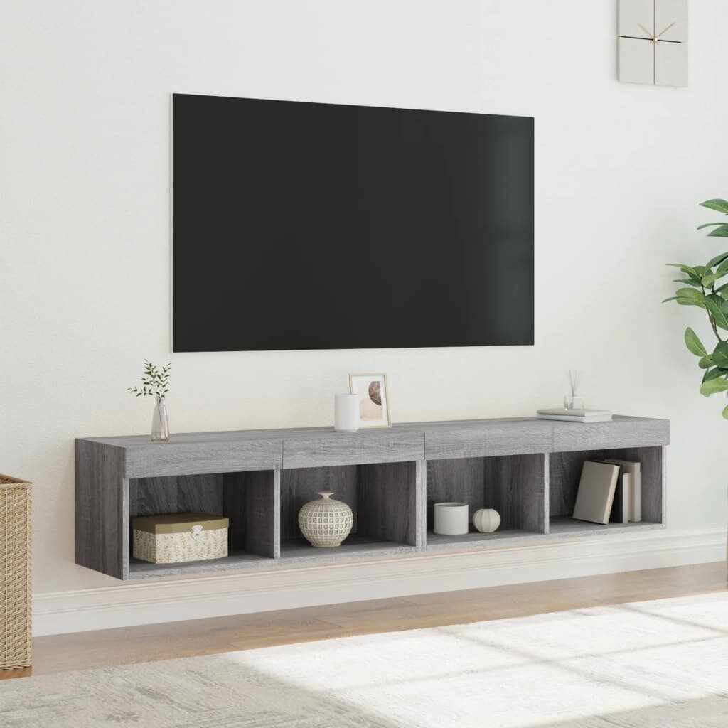 vidaXL ТВ шкафове с LED осветление 2 бр сив сонома 80x30x30 см
