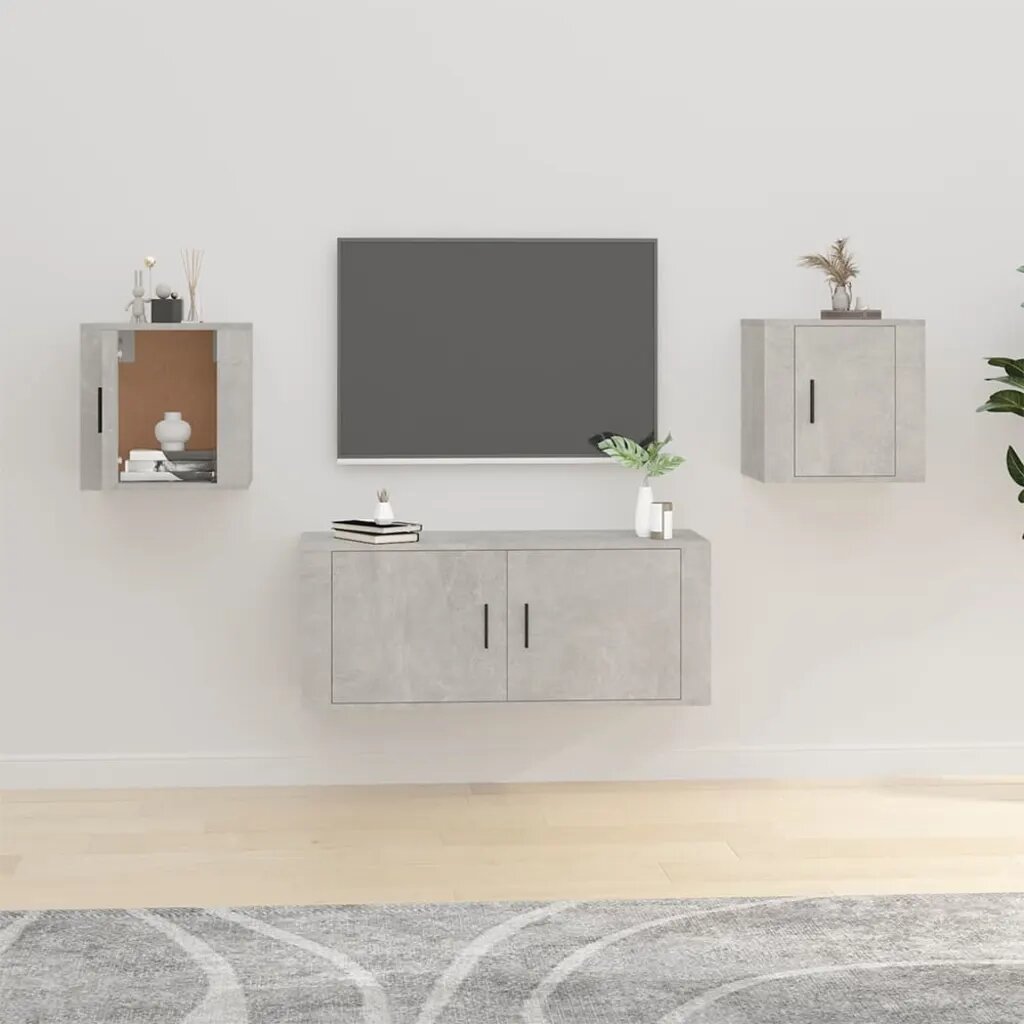 vidaXL ТВ шкафове със стенен монтаж 2 бр бетонно сиви 40x345x40 см