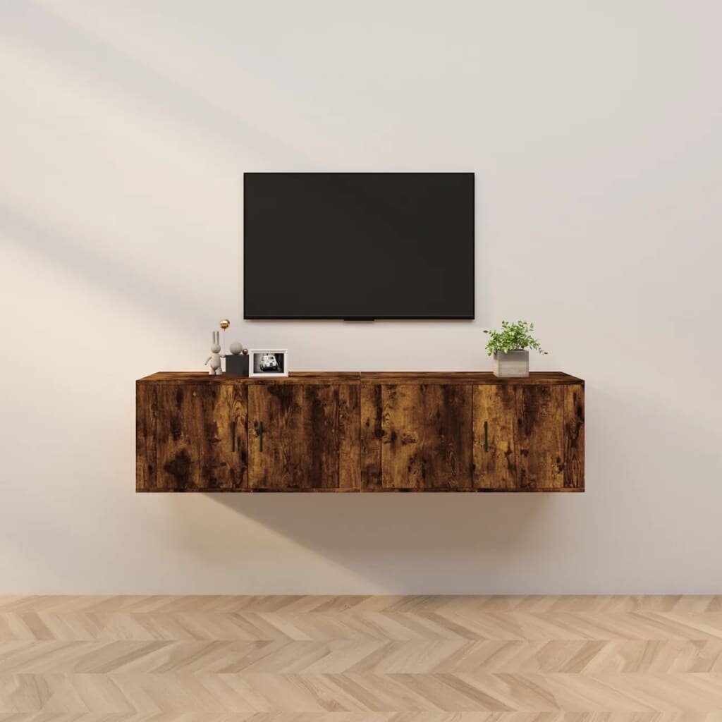 vidaXL ТВ шкафове със стенен монтаж 2 бр опушен дъб 80x345x40 см