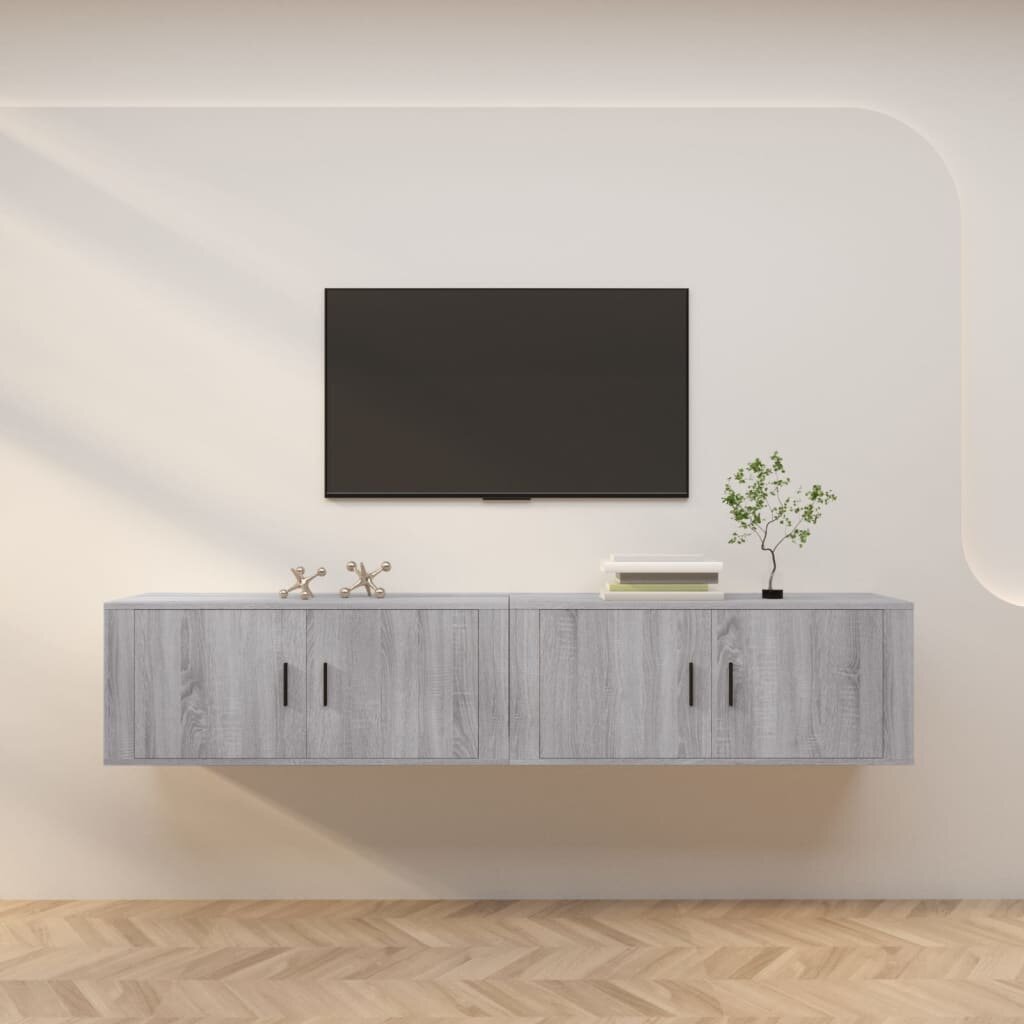 vidaXL ТВ шкафове със стенен монтаж 2 бр сив сонома 100x345x40 см