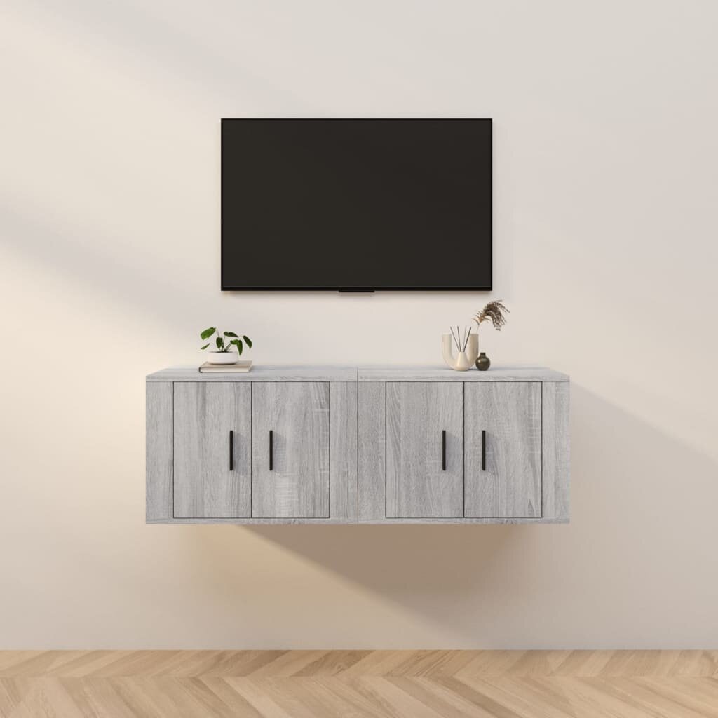 vidaXL ТВ шкафове със стенен монтаж 2 бр сив сонома 57x345x40 см