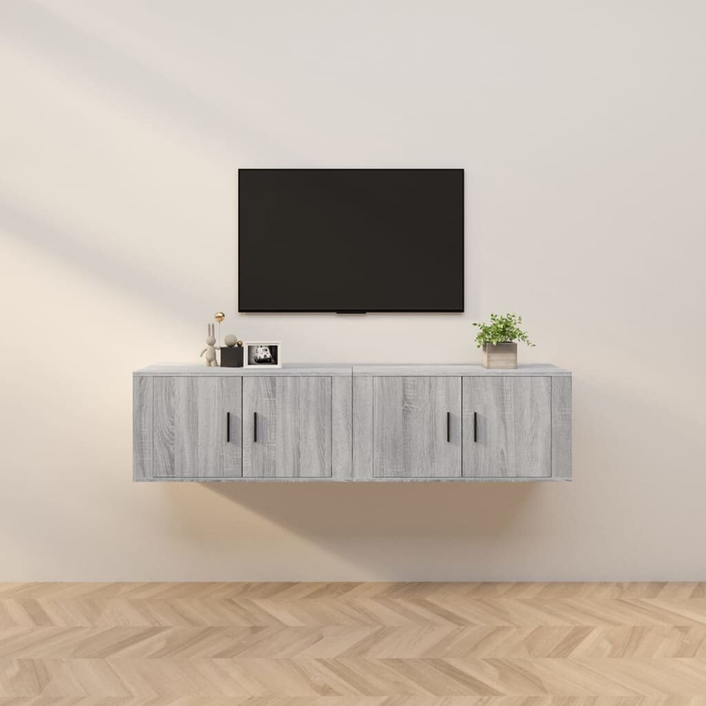 vidaXL ТВ шкафове със стенен монтаж 2 бр сив сонома 80x345x40 см
